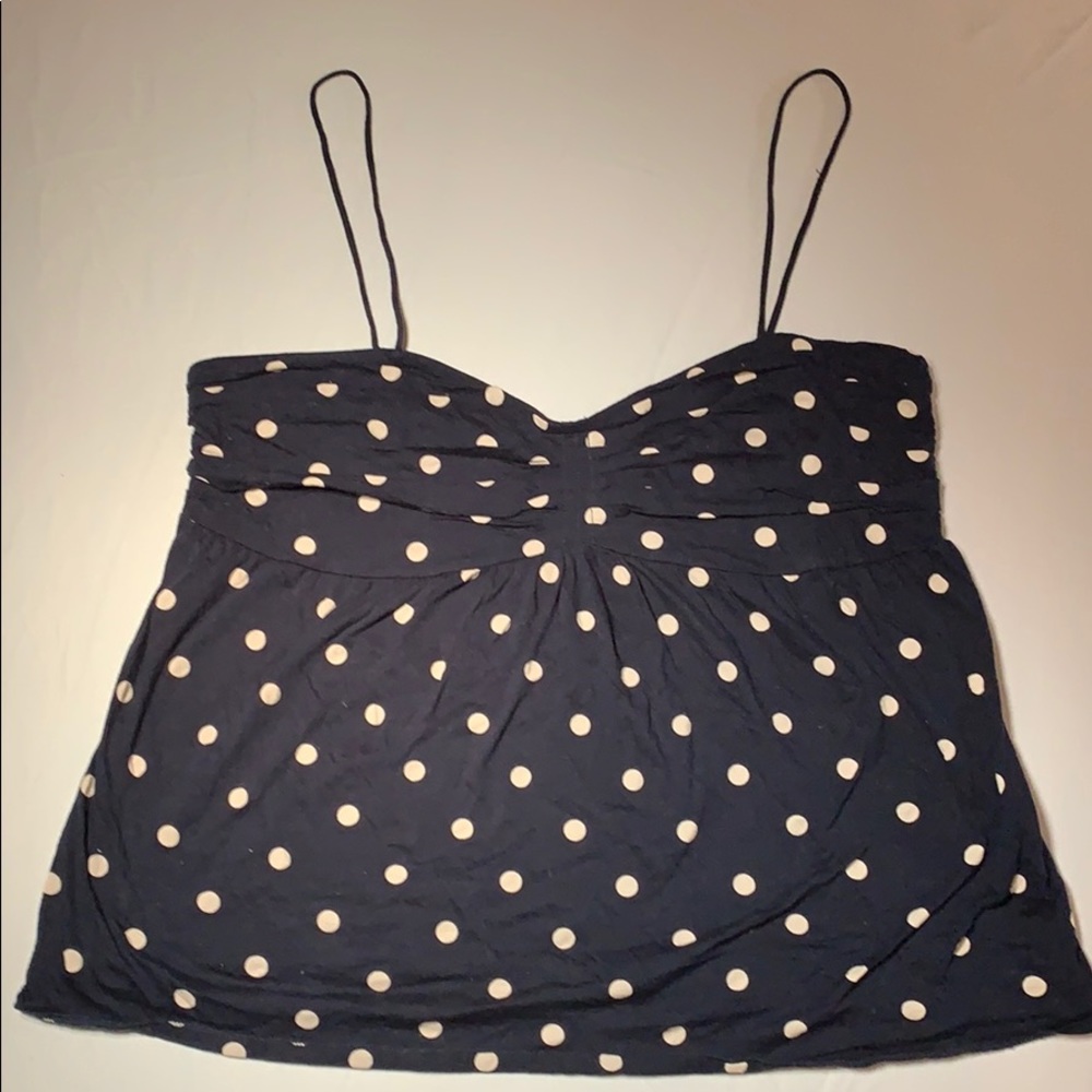 J. Crew Navy Blue Polka Dot Tank Top
